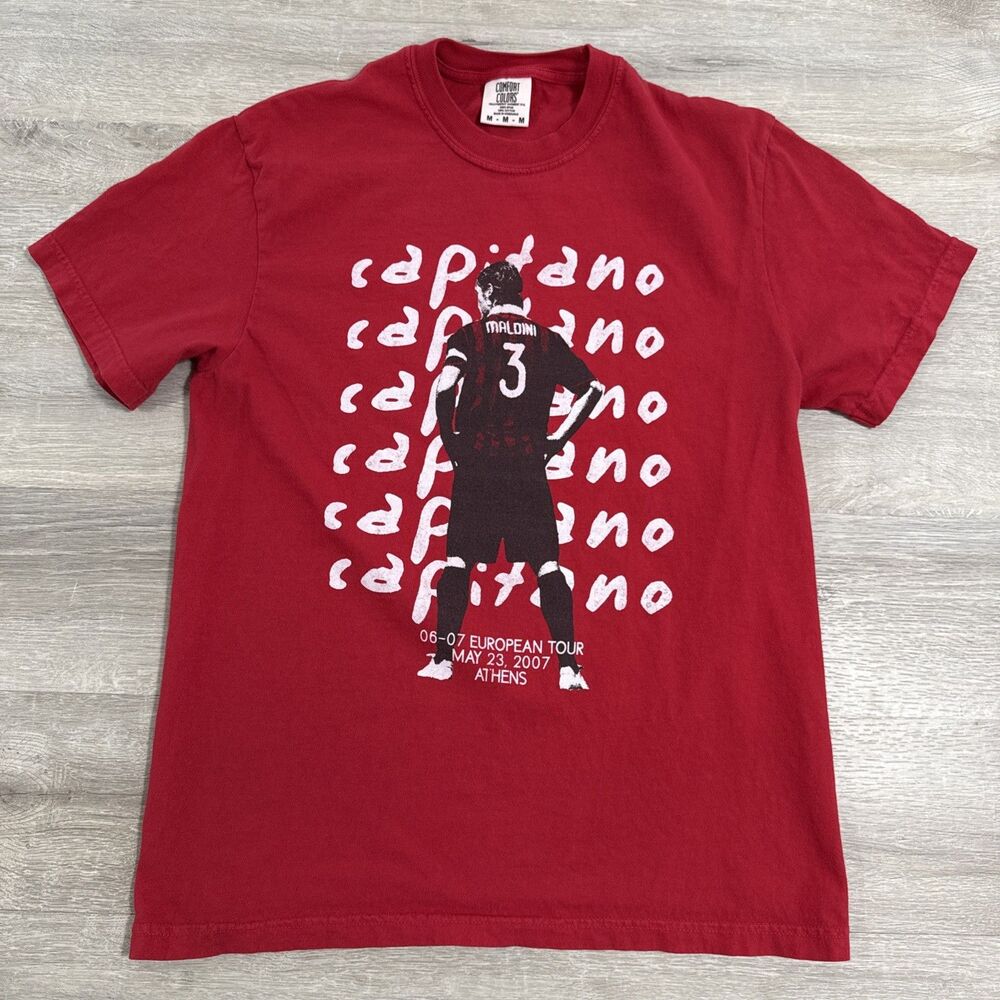 Paolo Maldini Shirt AC Milan Men’s Medium Red 2007 Champions League Capitano